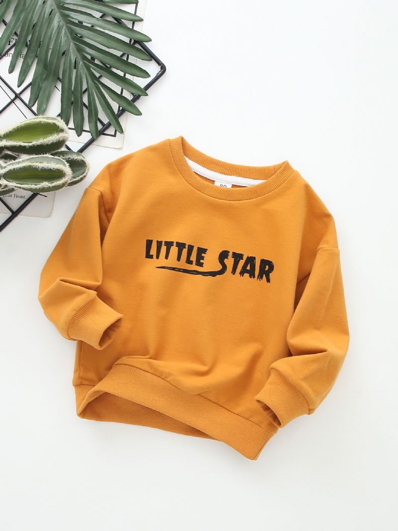 Vauvan Poikien Letter Little Star Printti Pitkähihainen Crewneck Collegepaita