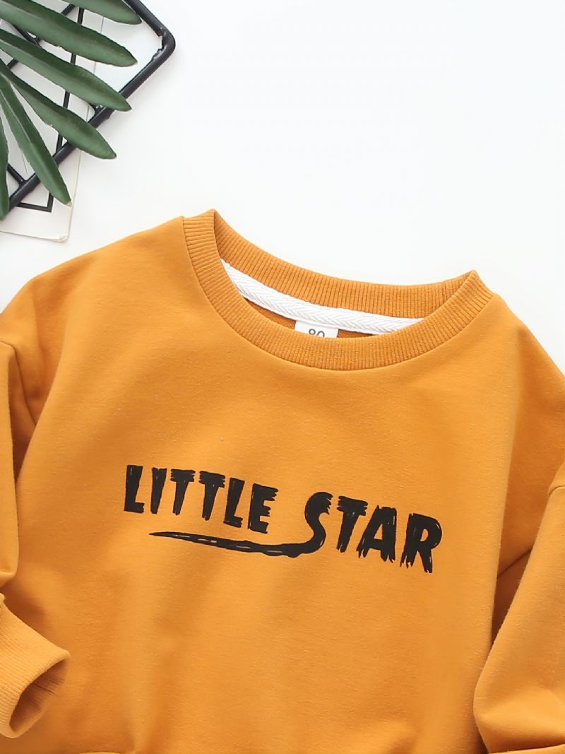 Vauvan Poikien Letter Little Star Printti Pitkähihainen Crewneck Collegepaita