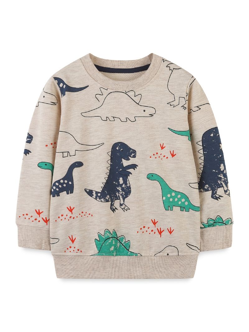 Vauvan Poikien Pullover Dinosaur Print Crew Neck Pitkähihainen Collegepaita Topit Lasten Vaatteet