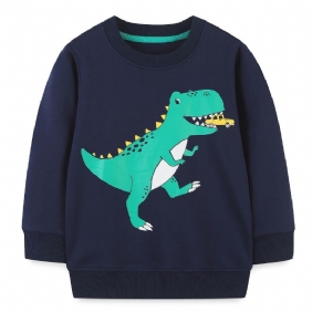 Vauvan Poikien Pullover Dinosaur Print Crew Neck Pitkähihainen Collegepaita Topit Lasten Vaatteet