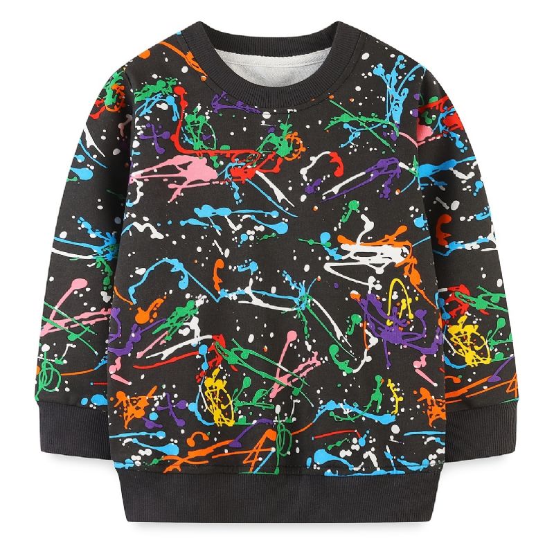 Vauvan Poikien Pullover Graffiti Print Crew Neck Pitkähihainen Collegepaita Topit Lasten Vaatteet