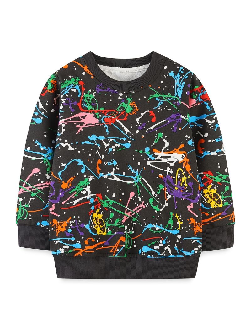 Vauvan Poikien Pullover Graffiti Print Crew Neck Pitkähihainen Collegepaita Topit Lasten Vaatteet