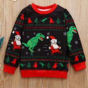 Vauvan Poikien Pullover Joulu Graafinen Dinosaur Print Pyöreäkauluksinen Pitkähihainen Collegepaita Lasten Vaatteet