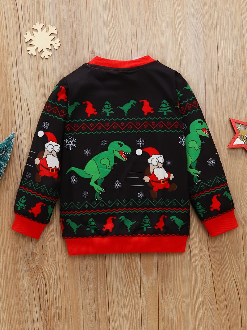 Vauvan Poikien Pullover Joulu Graafinen Dinosaur Print Pyöreäkauluksinen Pitkähihainen Collegepaita Lasten Vaatteet