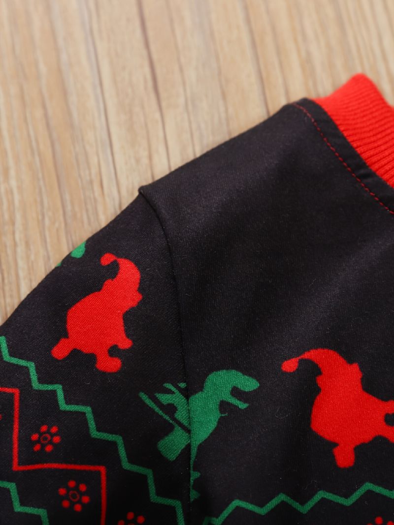 Vauvan Poikien Pullover Joulu Graafinen Dinosaur Print Pyöreäkauluksinen Pitkähihainen Collegepaita Lasten Vaatteet