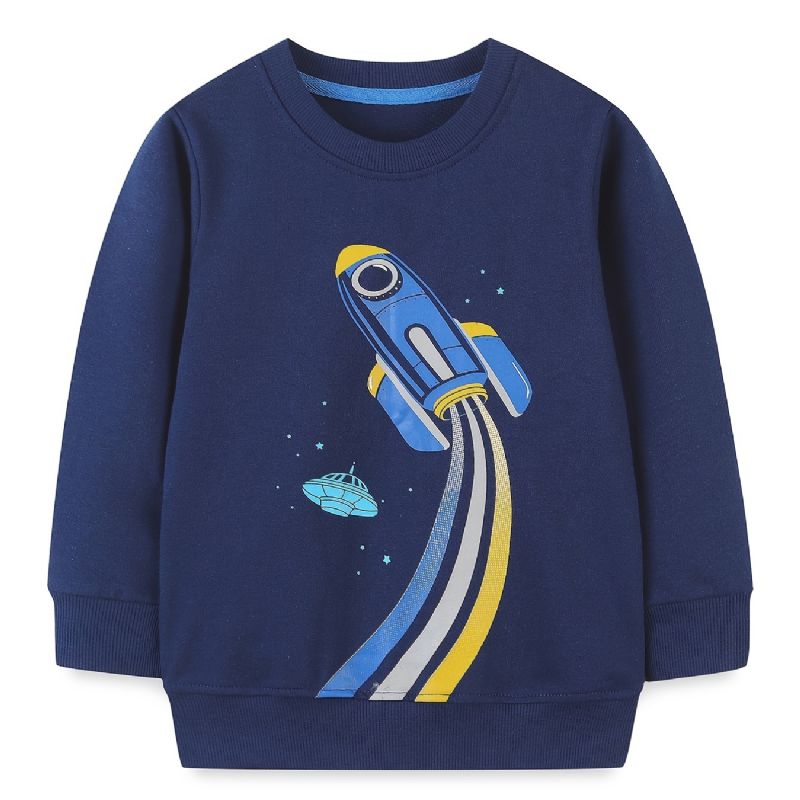 Vauvan Poikien Pullover Rocket Graphic Pyöreäkaula-aukoinen Pitkähihainen Collegepaita Lasten Vaatteet