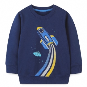 Vauvan Poikien Pullover Rocket Graphic Pyöreäkaula-aukoinen Pitkähihainen Collegepaita Lasten Vaatteet