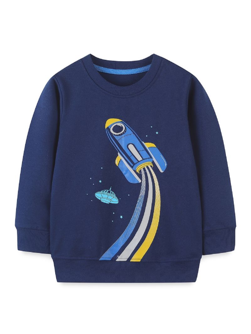 Vauvan Poikien Pullover Rocket Graphic Pyöreäkaula-aukoinen Pitkähihainen Collegepaita Lasten Vaatteet