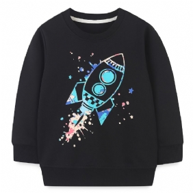 Vauvan Poikien Pullover Sarjakuva Rocket Print Crew Neck Pitkähihainen Collegepaita Topit Lasten Vaatteet