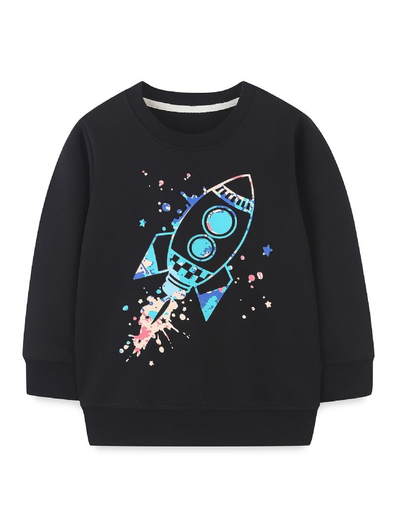 Vauvan Poikien Pullover Sarjakuva Rocket Print Crew Neck Pitkähihainen Collegepaita Topit Lasten Vaatteet