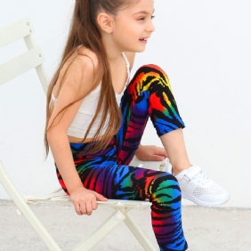 Lapset Tytöt Musta Rainbow Tie Dye Leggingsit Tie Dye Stretch Pehmeät Housut