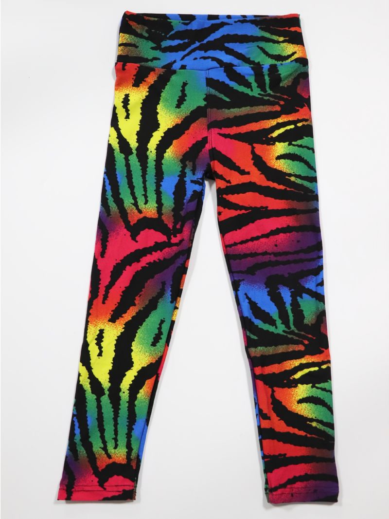 Lapset Tytöt Musta Rainbow Tie Dye Leggingsit Tie Dye Stretch Pehmeät Housut