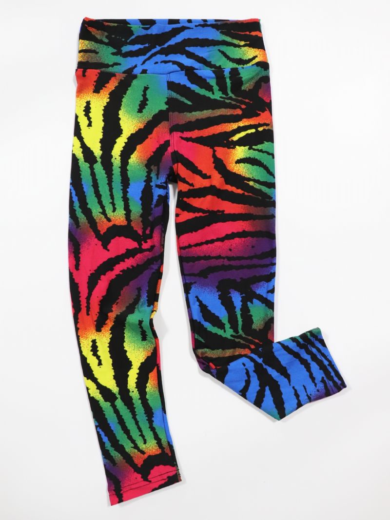 Lapset Tytöt Musta Rainbow Tie Dye Leggingsit Tie Dye Stretch Pehmeät Housut