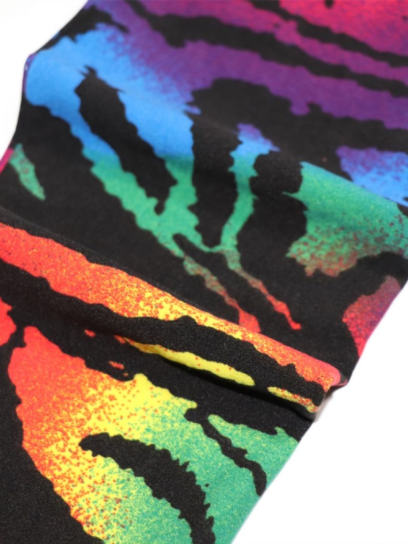 Lapset Tytöt Musta Rainbow Tie Dye Leggingsit Tie Dye Stretch Pehmeät Housut