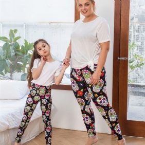 Tytöille Joustavat Pehmeät Leggingsit Sugar Skulls Print