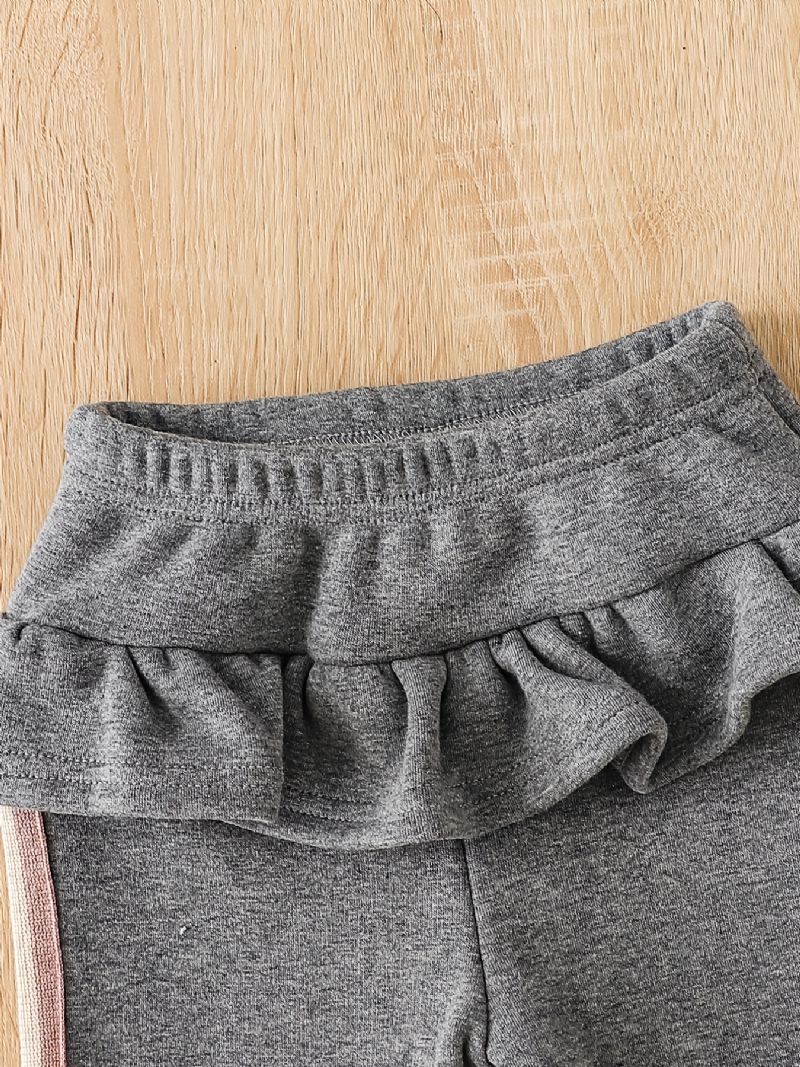 Tytöt Fleece Ruffle Remmi Leggingsit Housut Paksut Lämpimät Lasten Vaatteet Talveksi