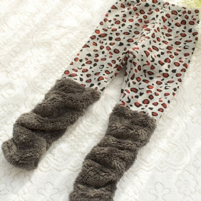 Tytöt Paksu Leopardikuvioinen Fleece Leggingsit Housut Lasten Vaatteet Talveksi