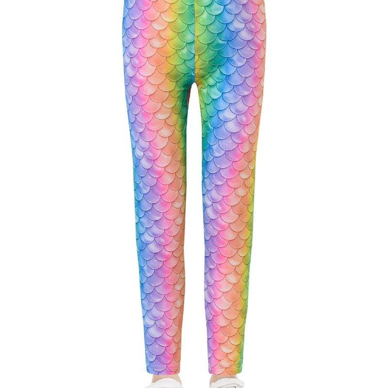 Tytöt Rainbow Mermaid Printed Leggingsit Jooga Housut Lasten Vaatteet