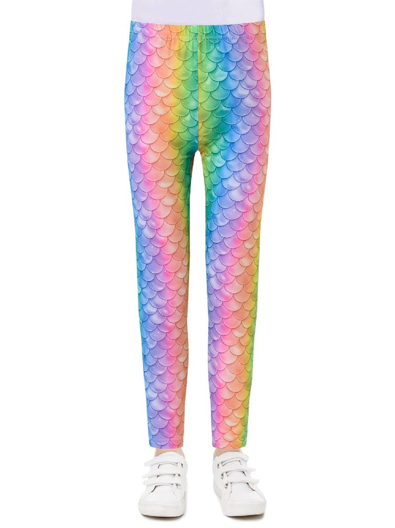 Tytöt Rainbow Mermaid Printed Leggingsit Jooga Housut Lasten Vaatteet