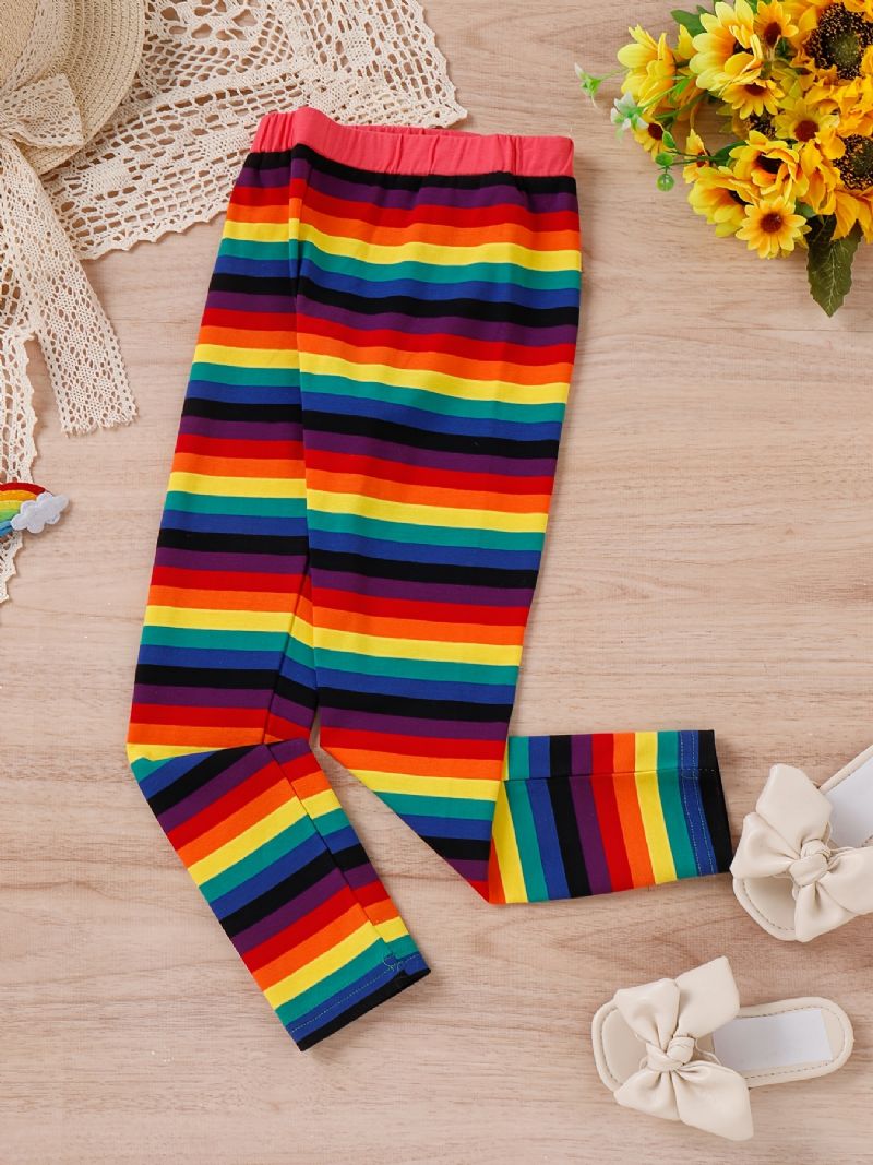 Tytöt Rainbow Strip Joustava Vyötärö Leggingsit Housut Lasten Vaatteet