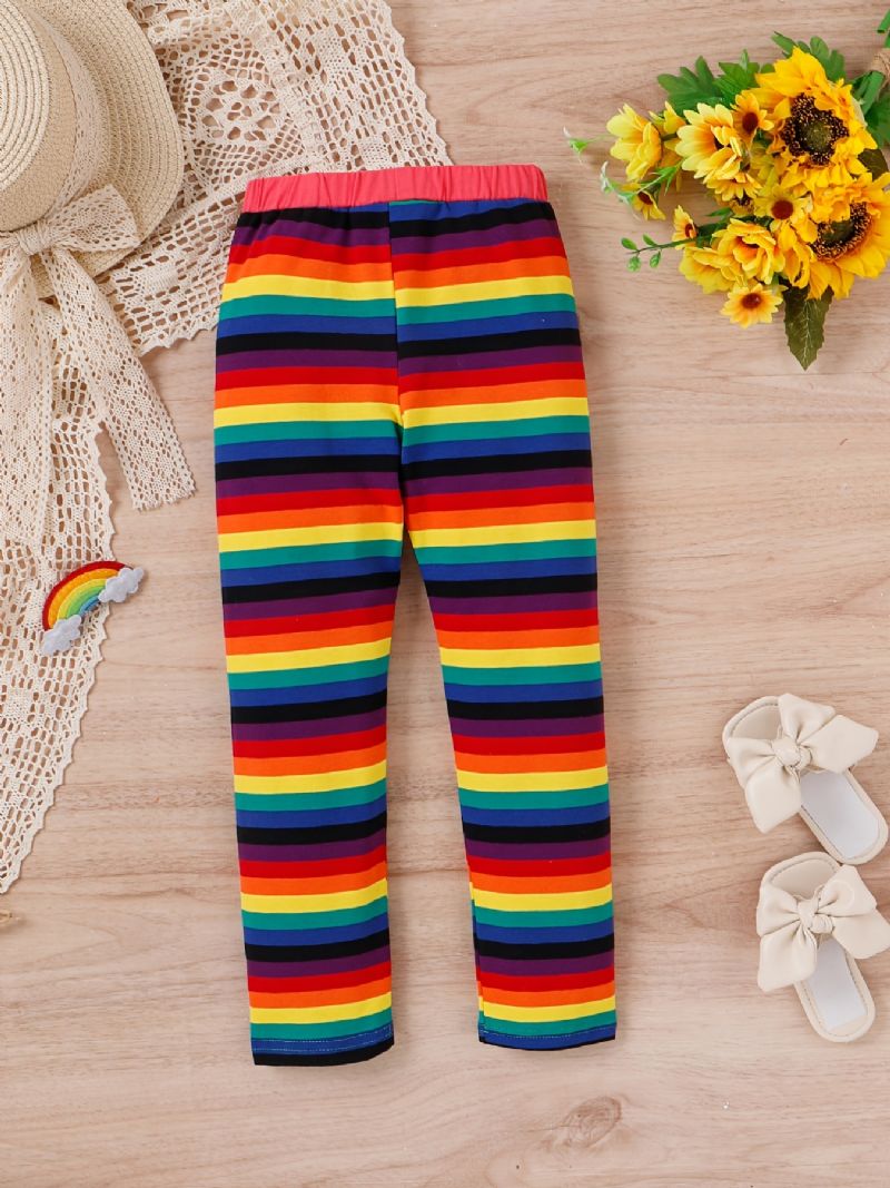 Tytöt Rainbow Strip Joustava Vyötärö Leggingsit Housut Lasten Vaatteet
