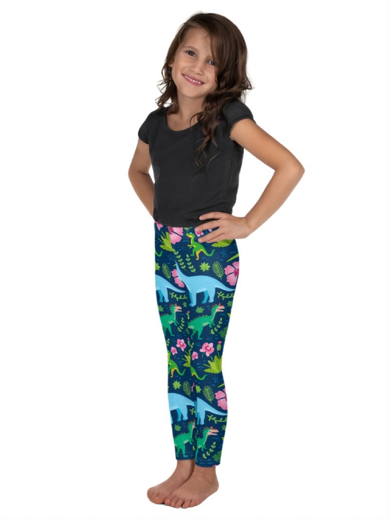 Tyttöjen Tropical Dinosaurs Print Söpöt Superpehmeät Leggingsit