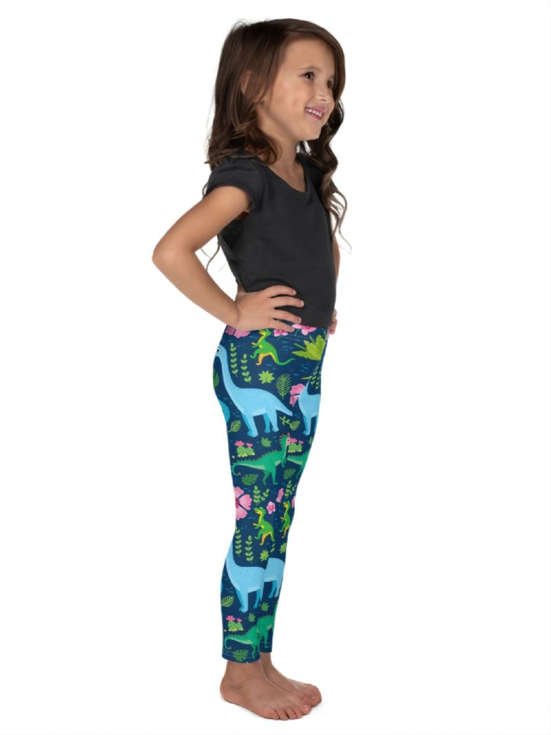 Tyttöjen Tropical Dinosaurs Print Söpöt Superpehmeät Leggingsit