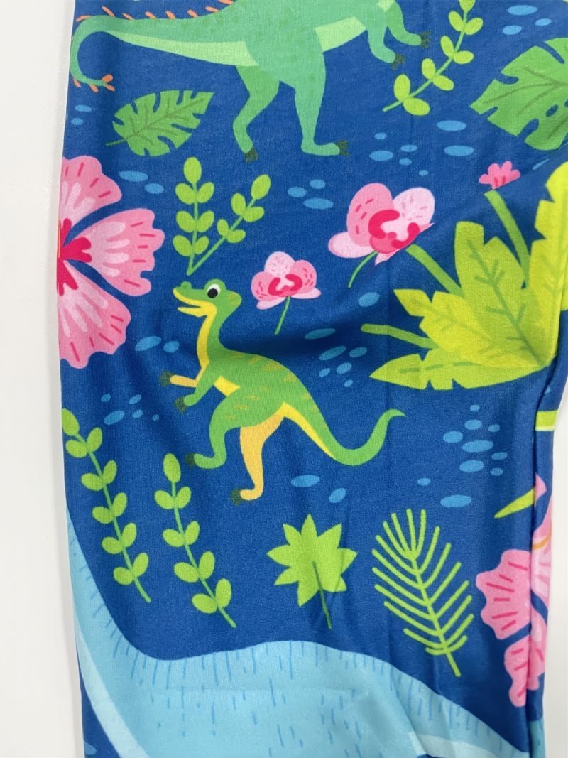 Tyttöjen Tropical Dinosaurs Print Söpöt Superpehmeät Leggingsit