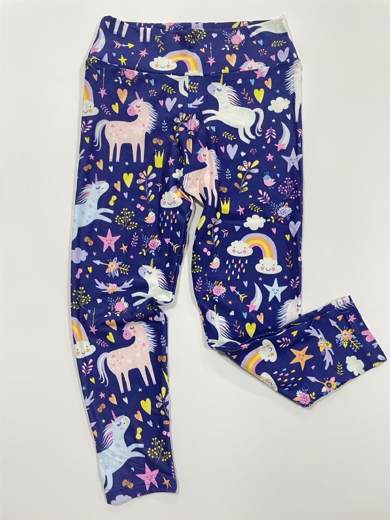 Tyttöjen Unicorn Leikkii Puutarhasuunnittelussa Super Pehmeät Joustavat Leggingsit