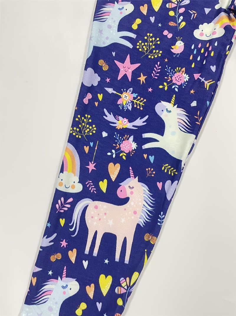 Tyttöjen Unicorn Leikkii Puutarhasuunnittelussa Super Pehmeät Joustavat Leggingsit