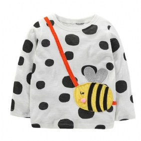 1 Kpl Tyttöjen Cute Bee Print Patch Pitkähihainen T-paita Kaula Crew Talveksi