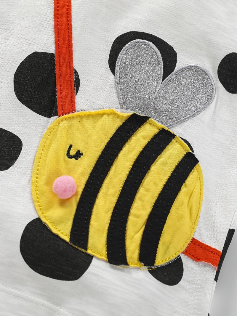 1 Kpl Tyttöjen Cute Bee Print Patch Pitkähihainen T-paita Kaula Crew Talveksi