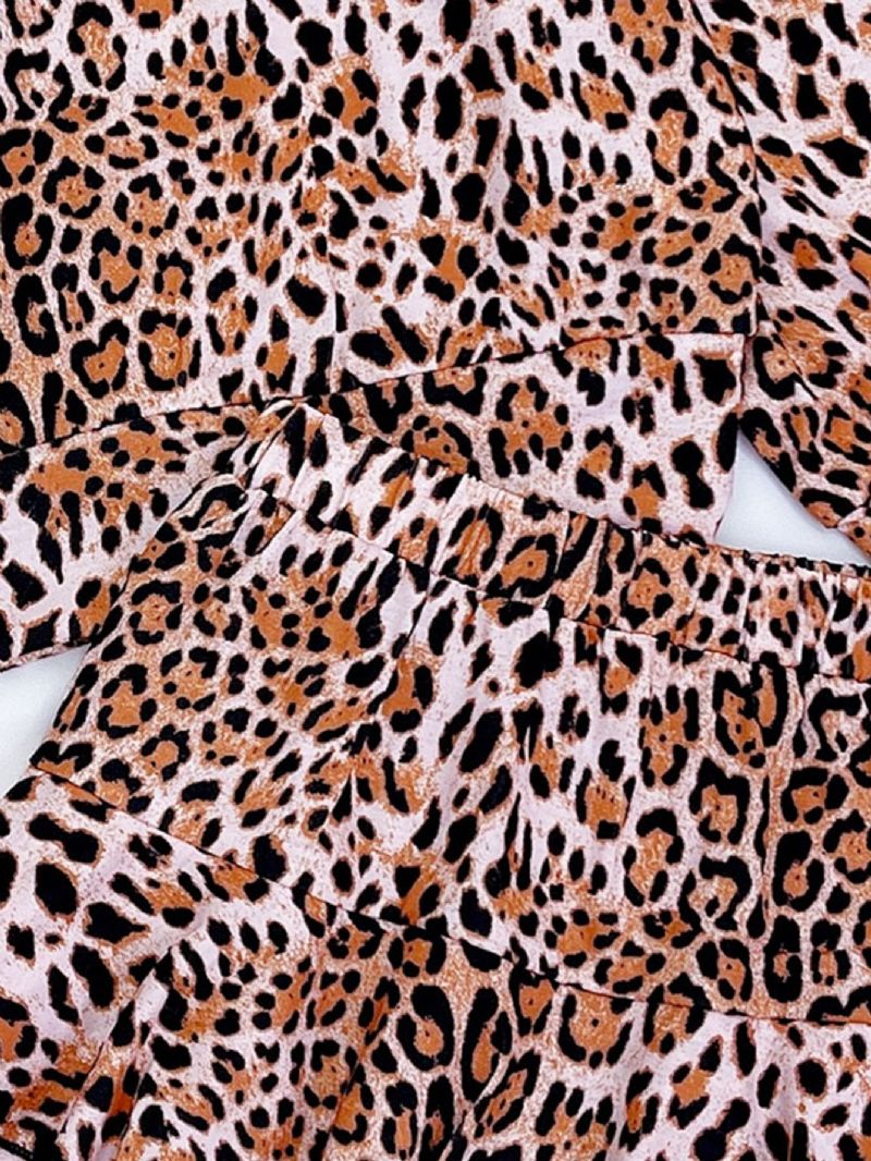 2 Kpl Tyttöjen Leopard Print Hame Pitkähihainen T-paitahamesarja