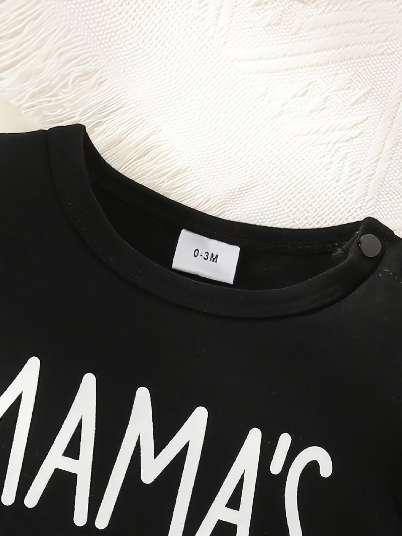 2kpl Poikien Casual Mama's Print T-paita & Raidallinen Printtihoususarja