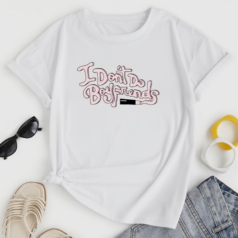 I Don't Do Poikien Friend Print Crew Neck T-paita Rento Löysä Lyhythihainen Muoti Kesä T-paidat Topit Naisten Vaatteet