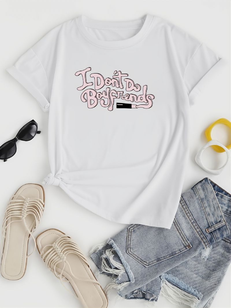 I Don't Do Poikien Friend Print Crew Neck T-paita Rento Löysä Lyhythihainen Muoti Kesä T-paidat Topit Naisten Vaatteet