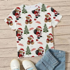 Lapset Pojat Tytöt T-paita Crew Neck Bear Pattern Jouluksi Lasten Vaatteet
