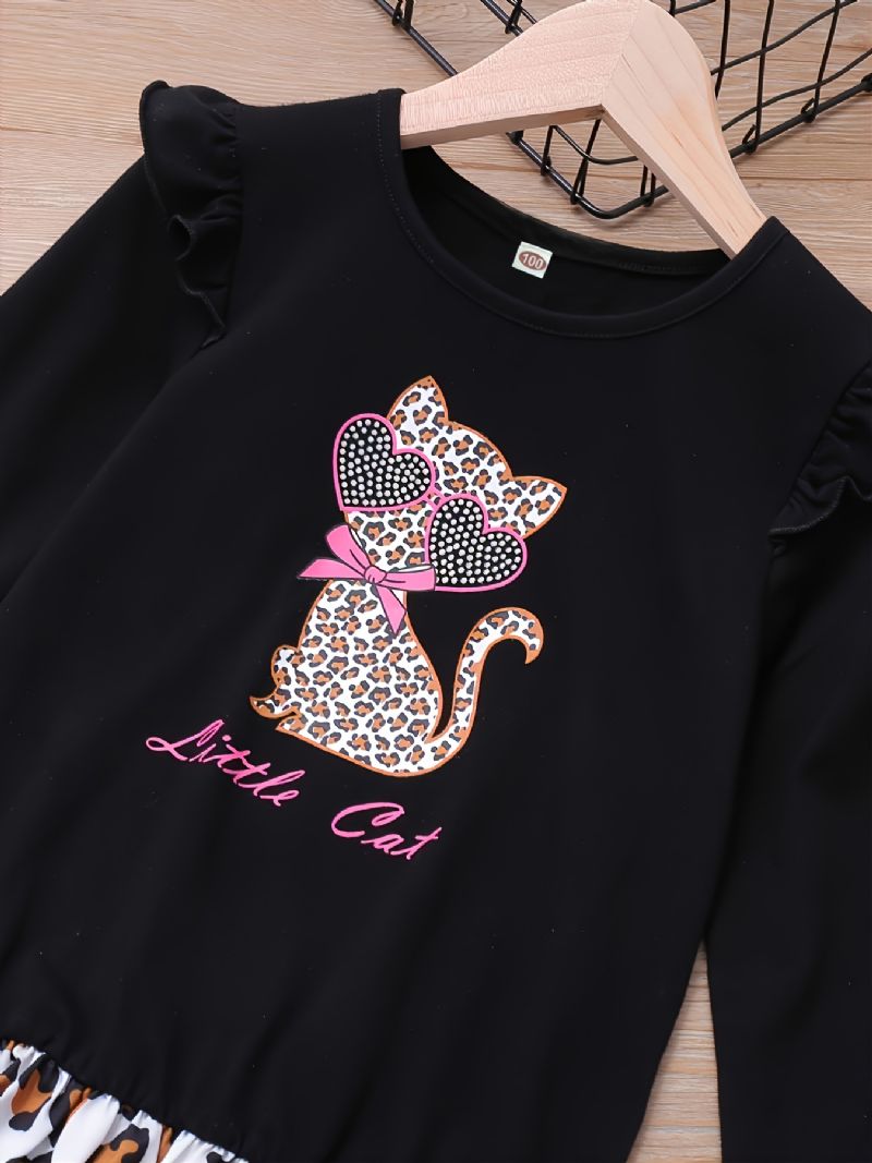 Painettu Cat Leopard Hem T-paitamekko
