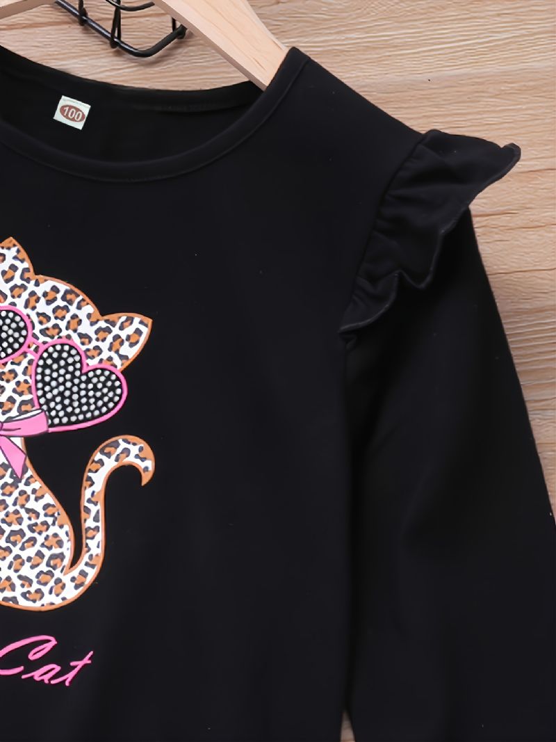 Painettu Cat Leopard Hem T-paitamekko