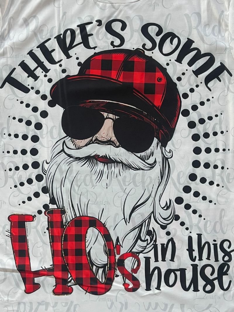 Poikien Hauska Jouluinen T-paita Tässä Talossa On Isoja Ruudullinen Joulupukki Graafiset T-paidat Vintage Toppi