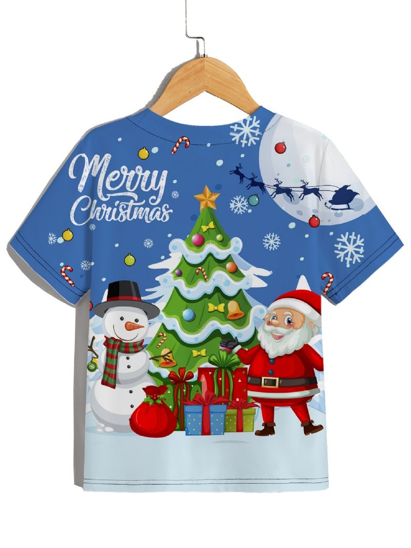 Poikien Pyöreäpääntie T-paita Rento Crop Sleeve 3d-kuvioinen Digitaalinen Printti Joulupaita