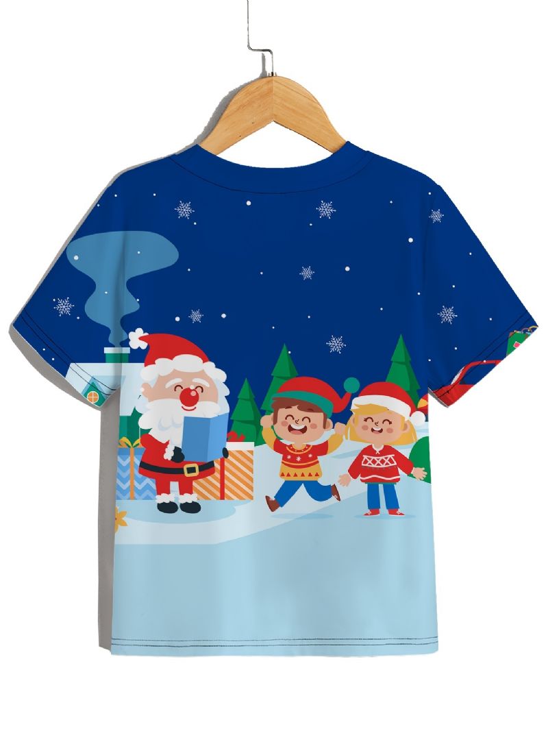 Poikien Pyöreäpääntie T-paita Rento Crop Sleeve 3d-kuvioinen Digitaalinen Printti Joulupaita