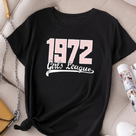 Rento 1972 Tyttöjen League Print Crew Neck T-paita Löysä Lyhythihainen Muoti Kesä T-paidat Topit Naisten Vaatteet