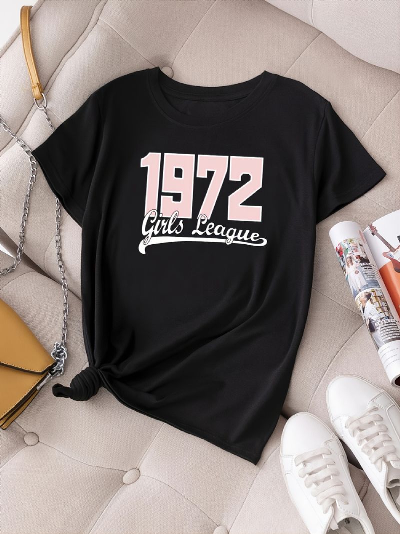 Rento 1972 Tyttöjen League Print Crew Neck T-paita Löysä Lyhythihainen Muoti Kesä T-paidat Topit Naisten Vaatteet