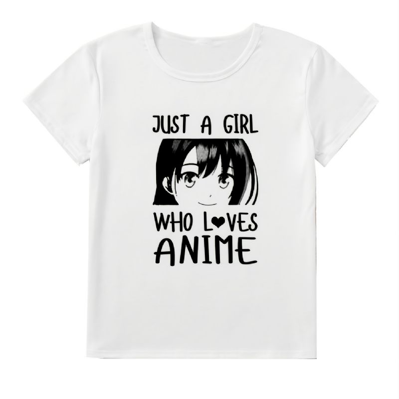 Rento Just A Tyttöjen Print Crew Neck T-paita Löysä Lyhythihainen Muoti Kesä T-paidat Topit Naisten Vaatteet
