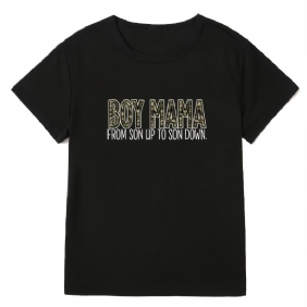 Rento Poikien Mama Print Crew Neck T-paita Löysä Lyhythihainen Muoti Kesä T-paidat Topit Naisten Vaatteet