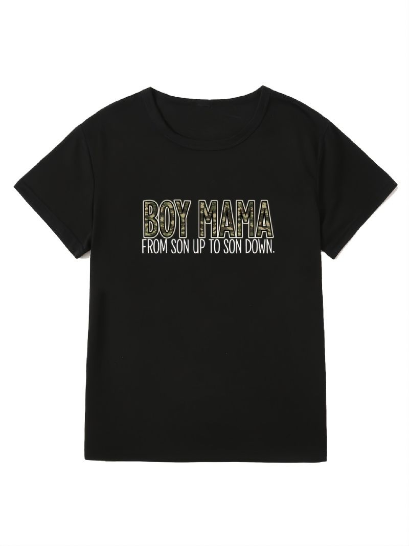 Rento Poikien Mama Print Crew Neck T-paita Löysä Lyhythihainen Muoti Kesä T-paidat Topit Naisten Vaatteet