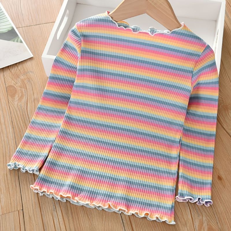 Syksy-talvi Uudet Tyttöjen Rainbow Striped Basics Paidat