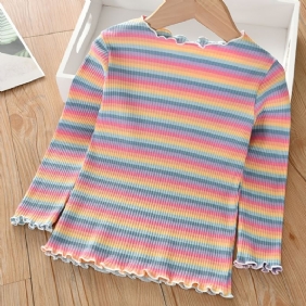 Syksy-talvi Uudet Tyttöjen Rainbow Striped Basics Paidat