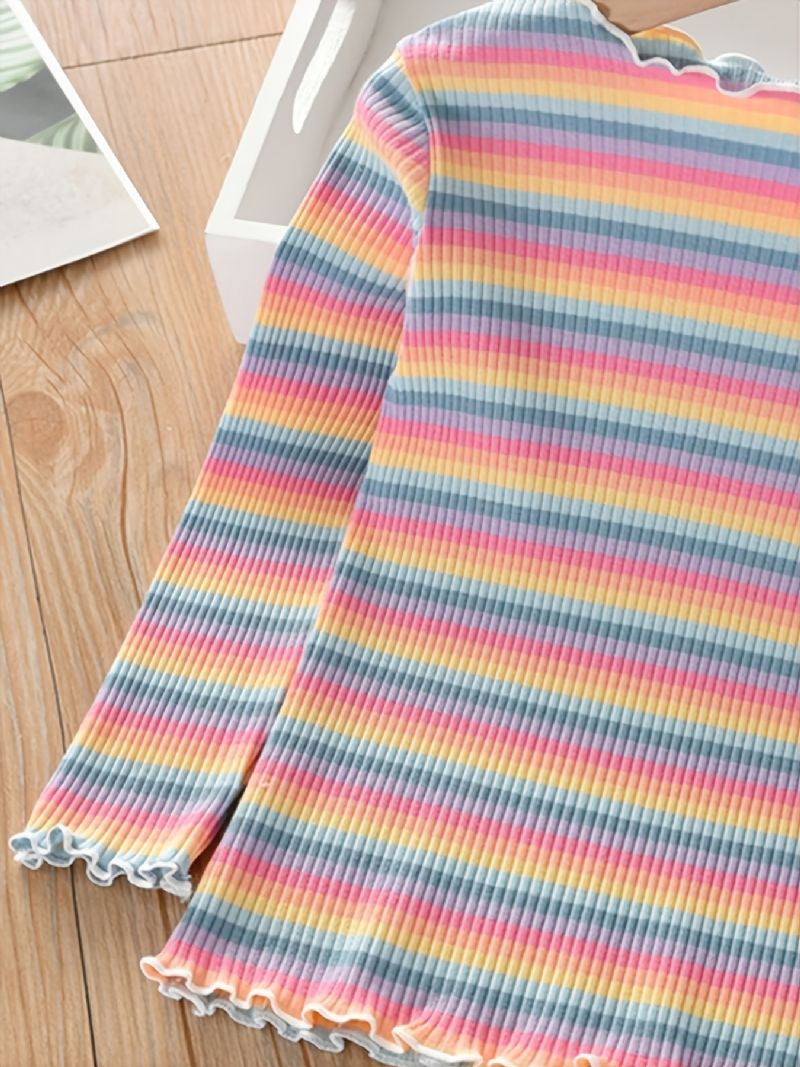 Syksy-talvi Uudet Tyttöjen Rainbow Striped Basics Paidat